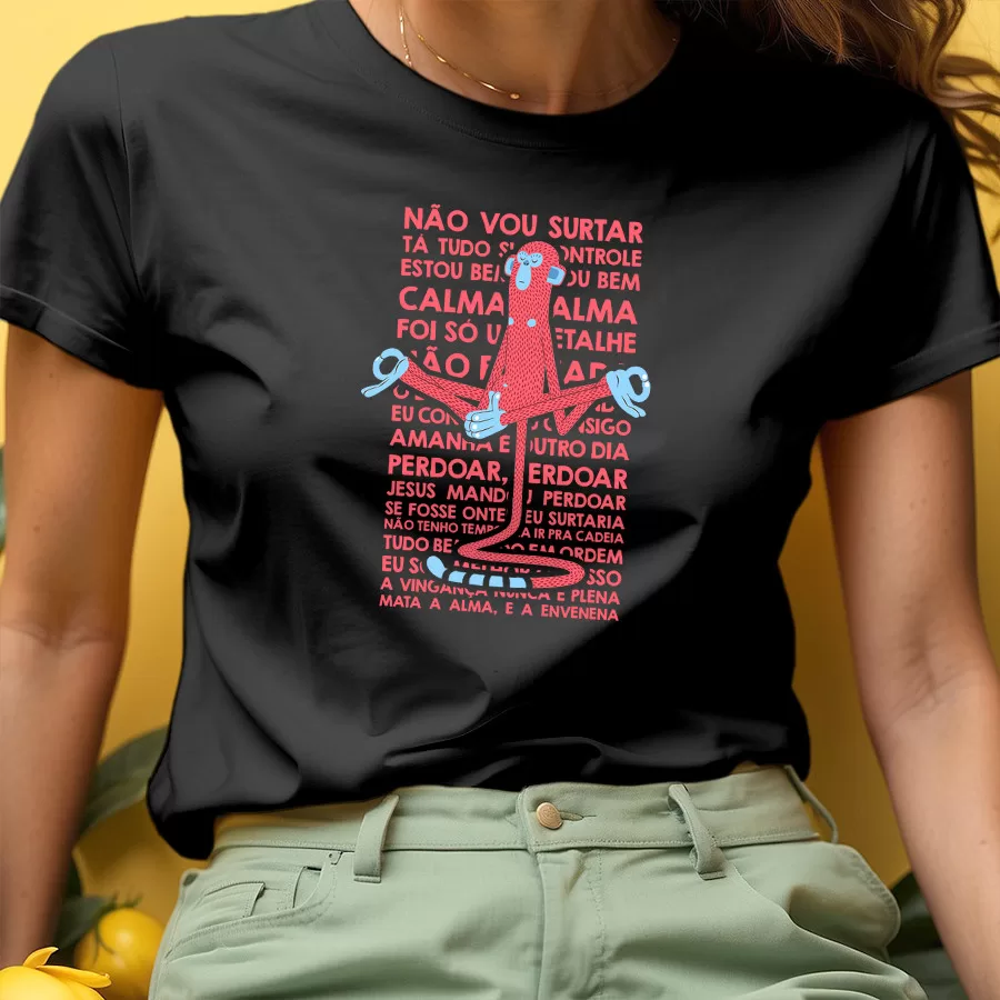 Camiseta Algodão Feminina Macaco Sob Controle - Calma Tranquilo Meditação