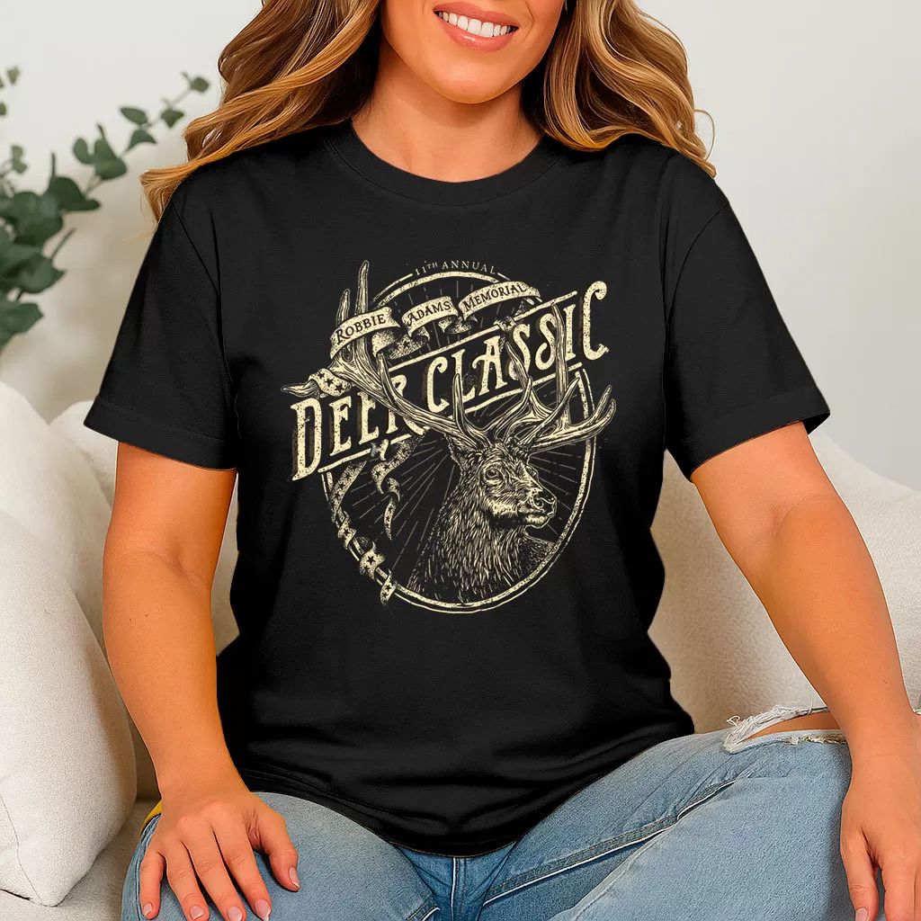 Camiseta Deer Classic Algodão Premium Estampa Cervo Dourado Country Vintage
