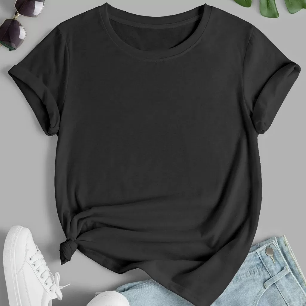 Camiseta Básica Lisa de Algodão