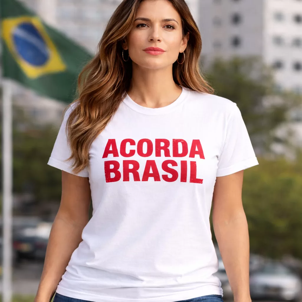 Camiseta Acorda Brasil Patria Amada Lutando Pelo Brasil 100% Algodão