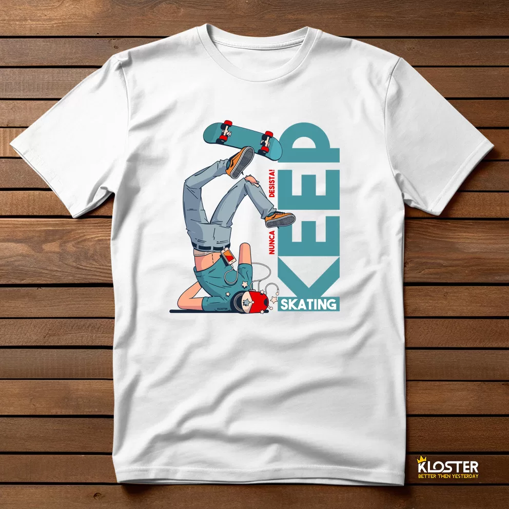 Camiseta Feminina Skatista Keep Skating Nunca Desista - 100% Algodão