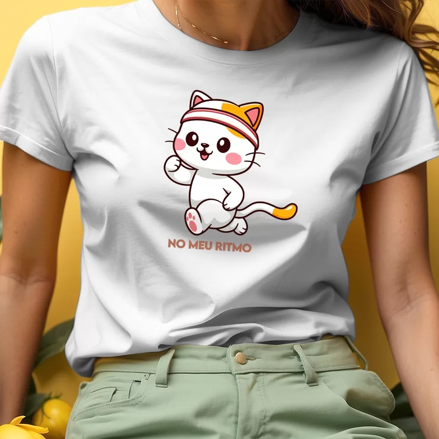Camiseta Gato No meu Ritimo Gatinho Academia
