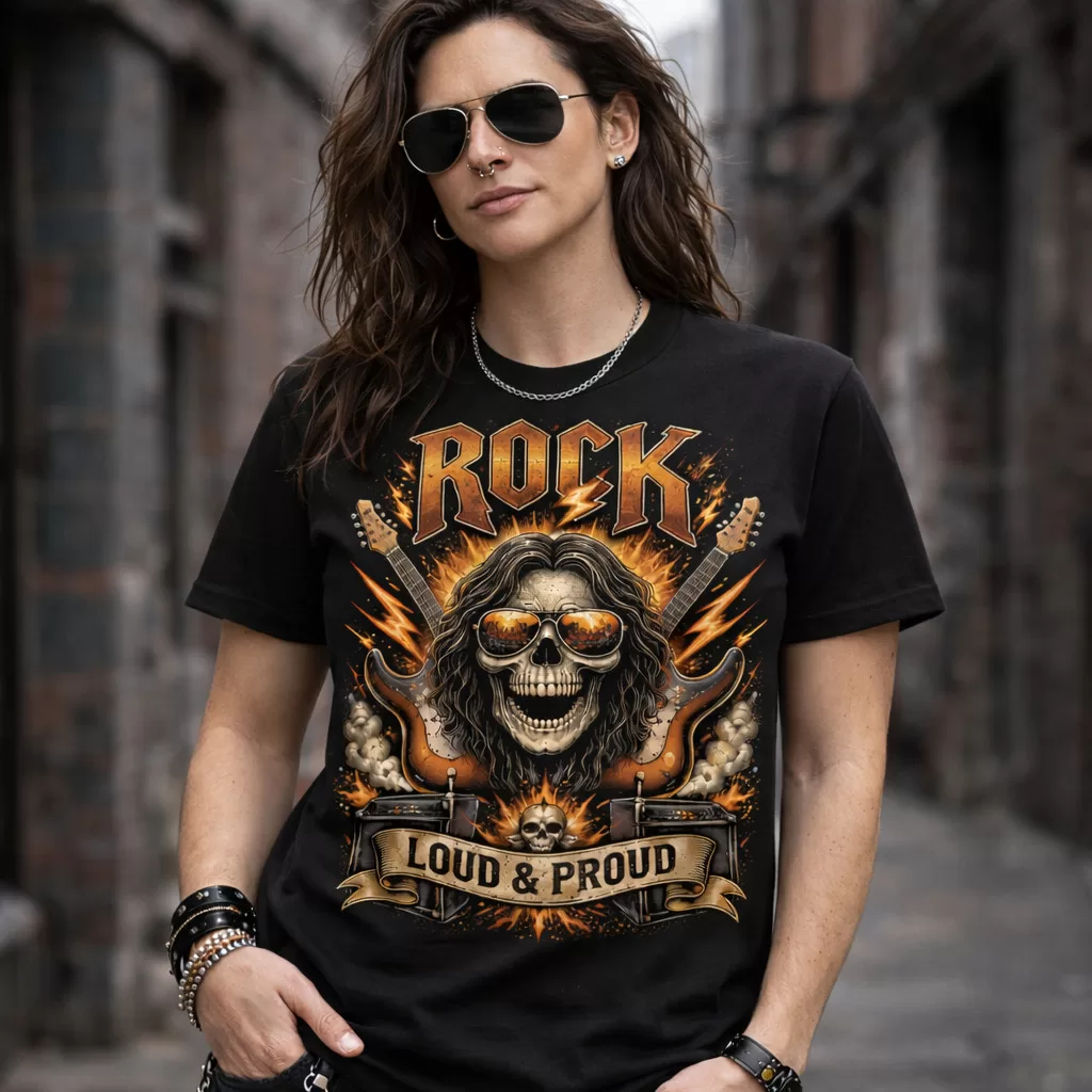 Camiseta Vintage Rock Caveira Moda Roqueiro Rock Roll 100% Algodão