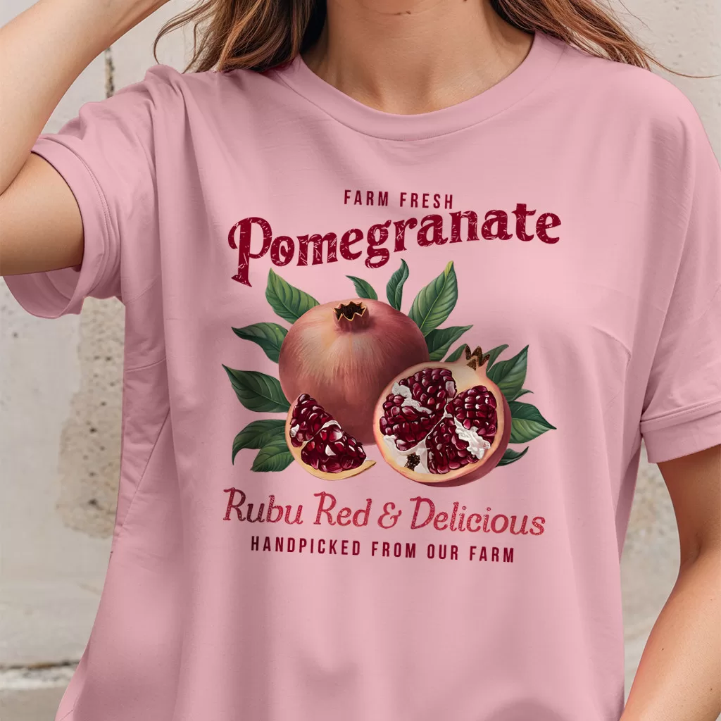 Camiseta Frutas Romã Pomegranate - Tendência - 100% Algodão