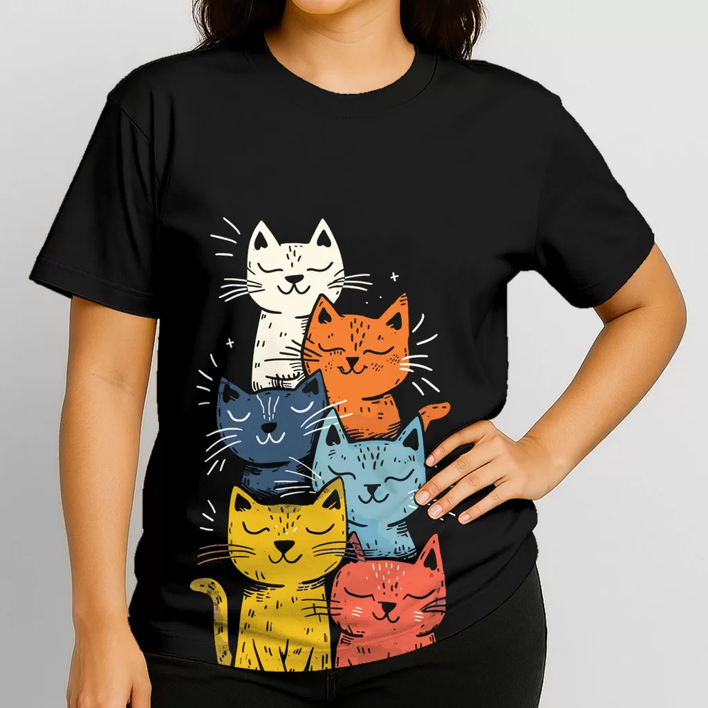 Camiseta Gatos A Leveza de Ser - Divertida Estampa Grande - 100 % Algodão