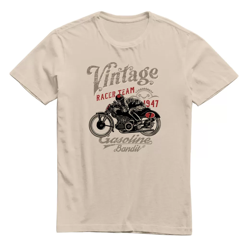 Camiseta Algodão Premium Moto Vintage Gasoline Bandit 1947 Indian - 100% Algiodão