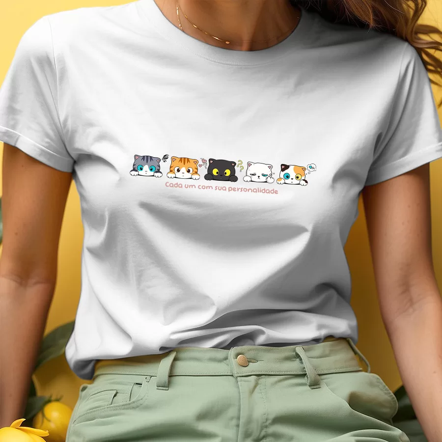 Camiseta Gatos Personalidades - Cat Gatinho Fofo