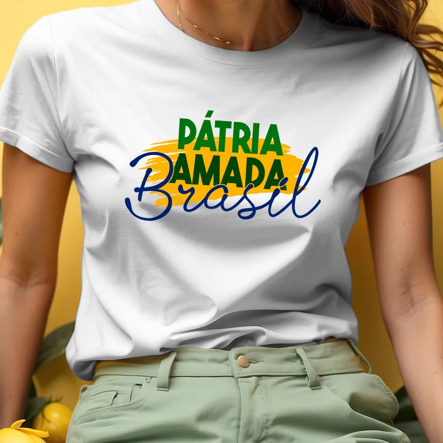 Camiseta Brasil Patria Amada - Amor Pela Nação - 100% Algodão Premium