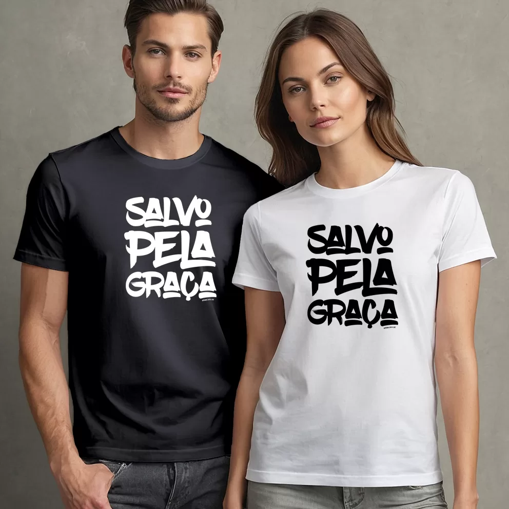 Camiseta SALVO PELA GRAÇA T-shirt Evangélica 100% Algodão