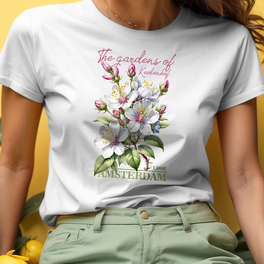 Camiseta Jardins de Keukenhof - Flor Branca - Orquidea Lirio - Jardim - Flores