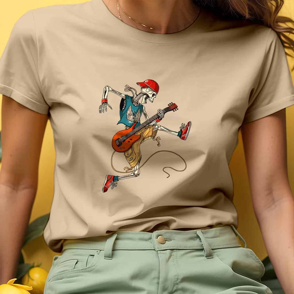 Camiseta Skeleton Guitar Rock Moves - Rock - Motoqueiro - 100 % Algodão