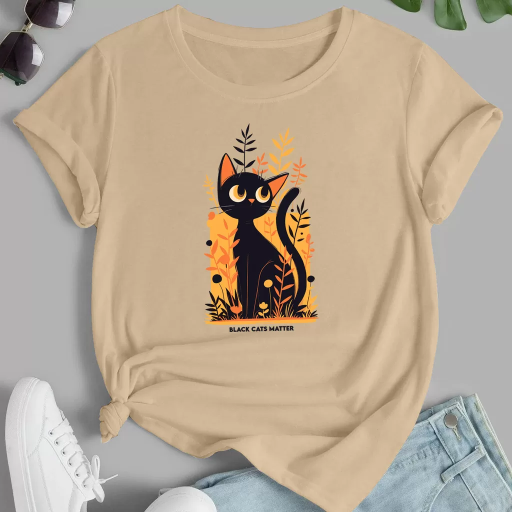 Camiseta Feminina Black Cat Matter - Gato Preto - Gatinho Fofo - Amor por Pet - 100 % Algodão