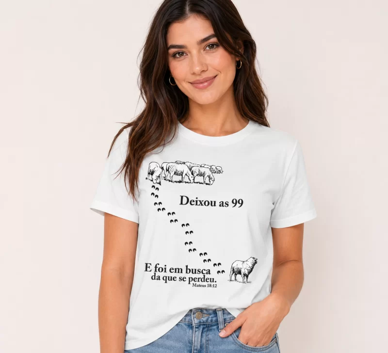 Camiseta Cristã Ovelha Perdida - Deixou as 99